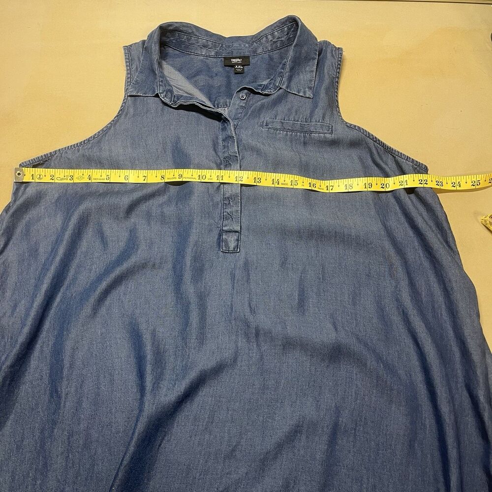 Mossimo Women Popover Lyocell Chambray Tunic Dress Size XXL Hi Low Sleeveless - Picture 8 of 9